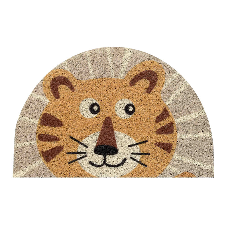 Half Circle Beige Tiger Non-slip Durable Absorbent Door Mat