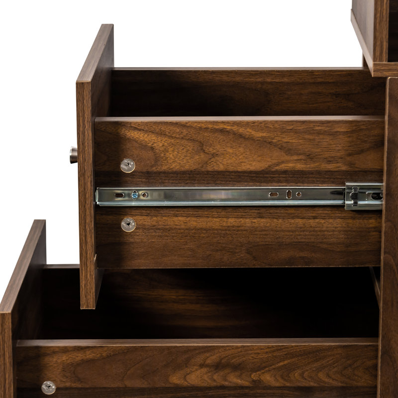 Vitrine moderne de 72,42 po à 4 tablettes et 3 tiroirs latéraux pour espace de bureau, panneau arrière, rangement en bois de 11,94 po de largeur avec 4 tablettes et tiroirs, garde-manger, largeur, panneau de particules +