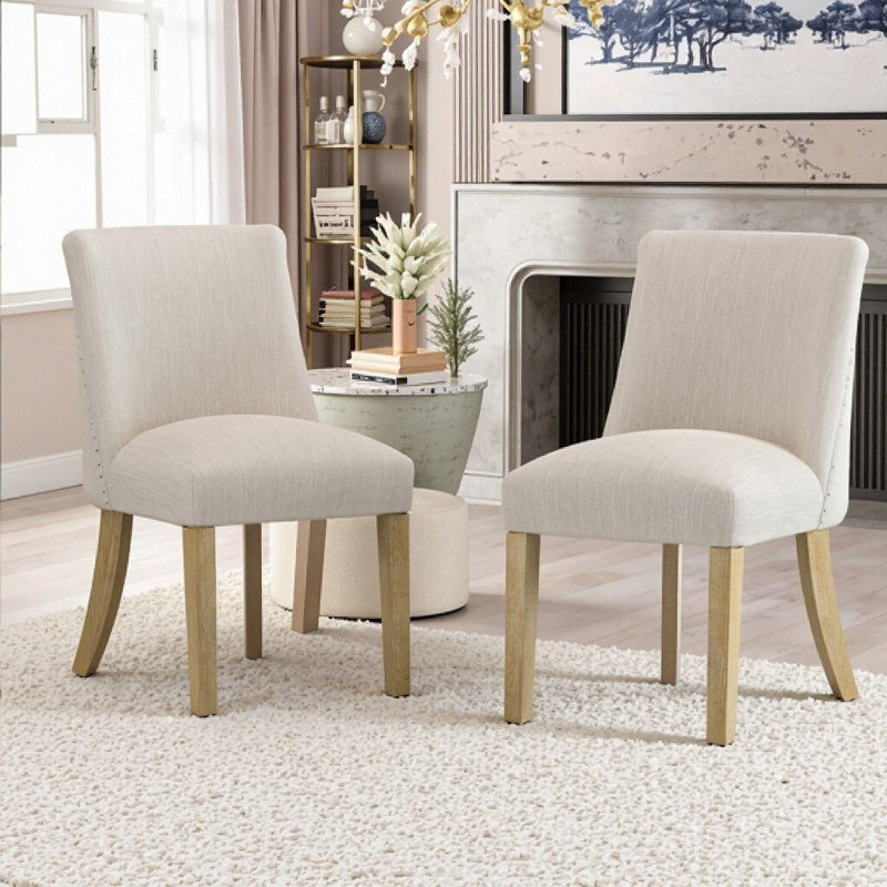 Chaise de salle à manger contemporaine en bois d'hévéa 2pc