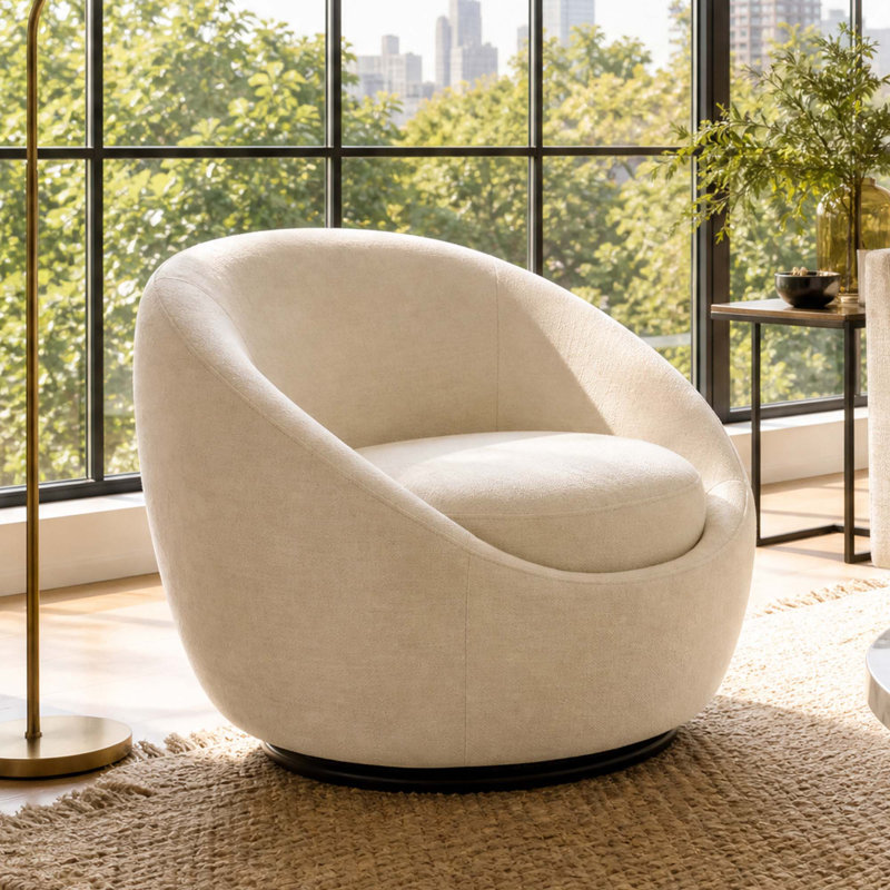 Fauteuil Barral pivotant rembourré Macry, Lin Milo