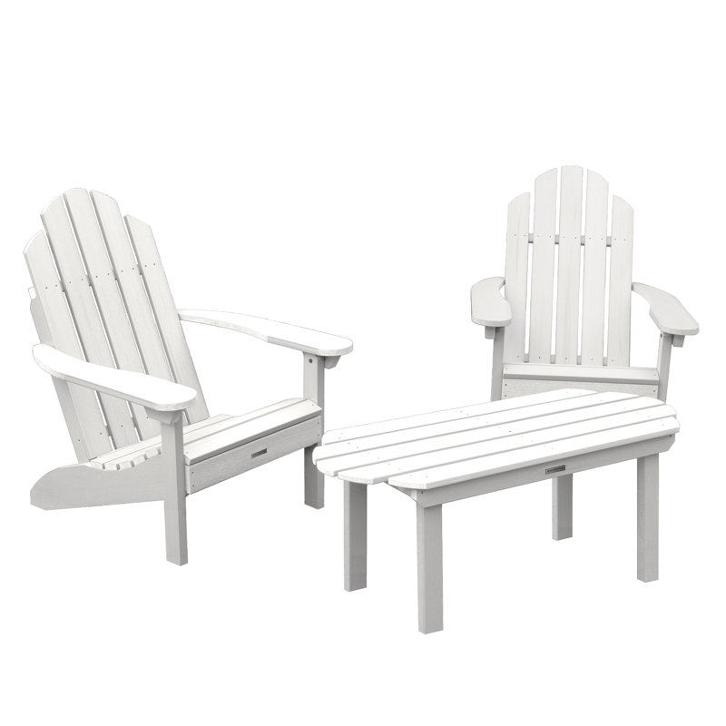 Chaise Adirondack en plastique avec table Anette, Blanc