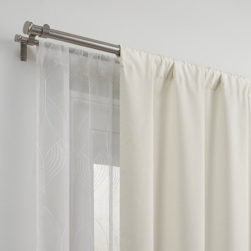 Eclipse Letta Blackout Curtains with Sheer Window Panels, Long, 4-Piece Window Curtain Panel Set, 37" W x 84" L, Botanical