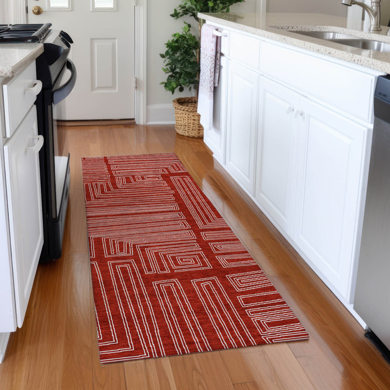 Premium Machine Washable Harrietstown AMF1045 Geometric Rug, Runner 2'3" x 7'6"