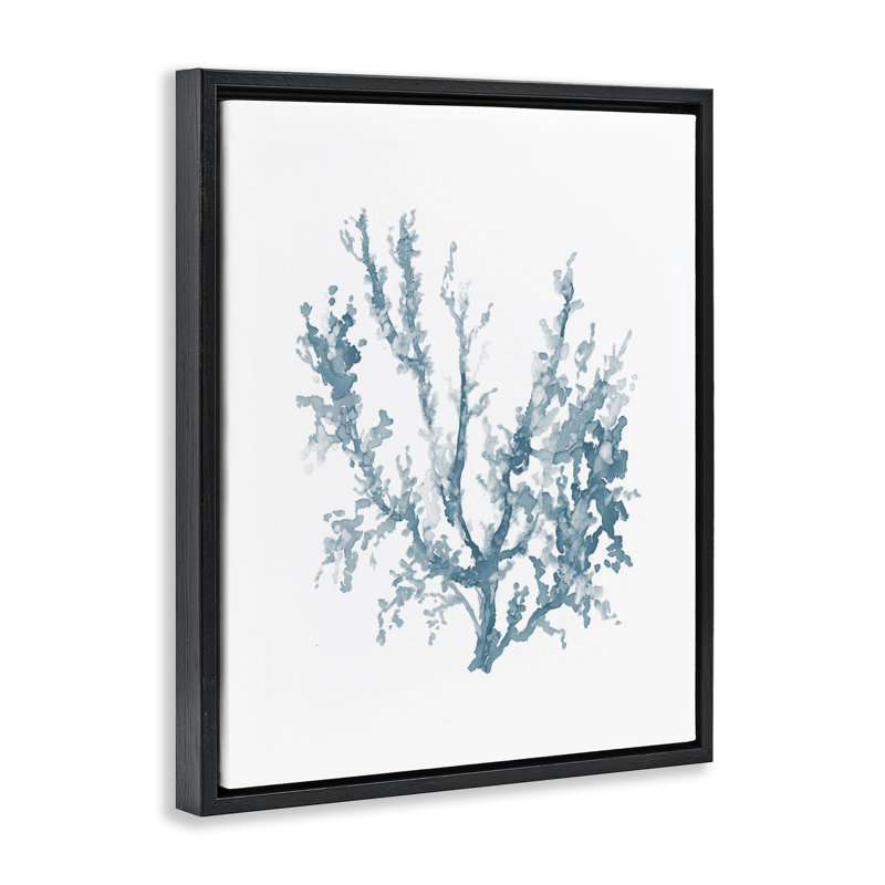 Branche de corail douce et abstraite, H 21 po x l 17 po, Cadre flottant noir de jais