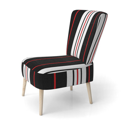 Chaise d'appoint rembourrée à motif noir et blanc