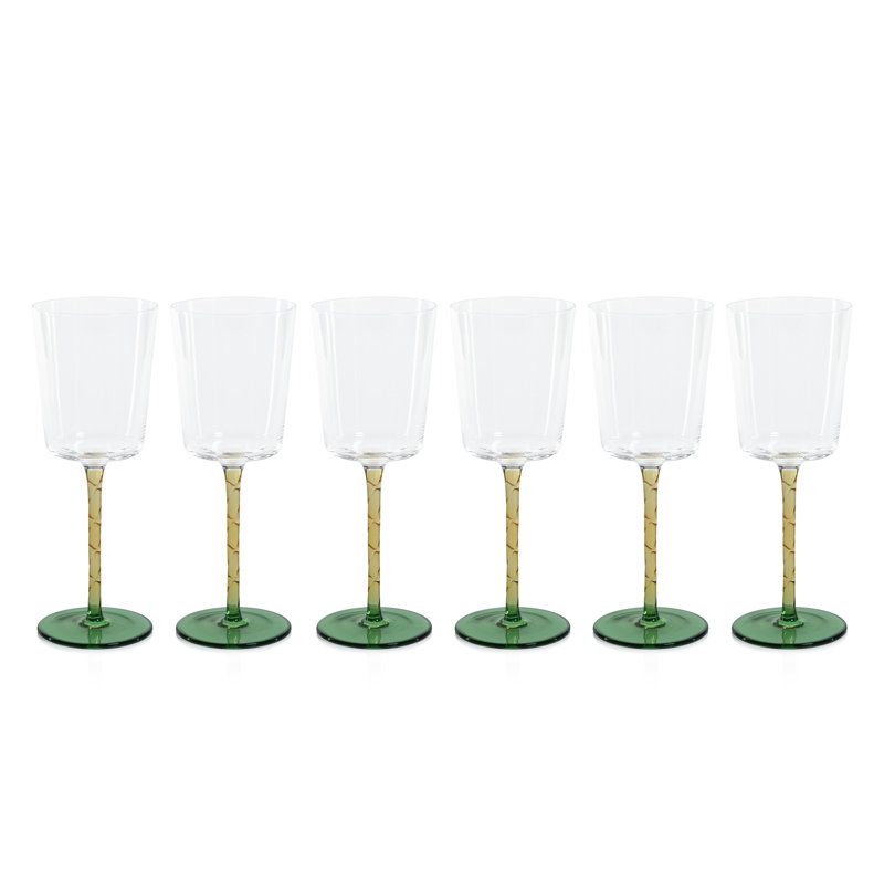 Ensemble de 6 pièces 11,83 oz. Verre à vin en verre blanc, Vert / ambre