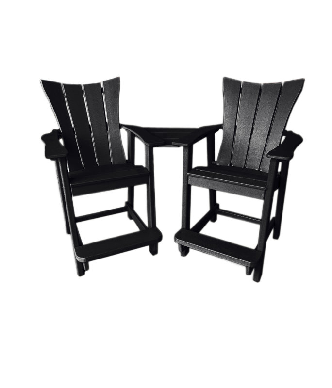 Ponemah Tall Patio Bar Stools Set with Table, Black