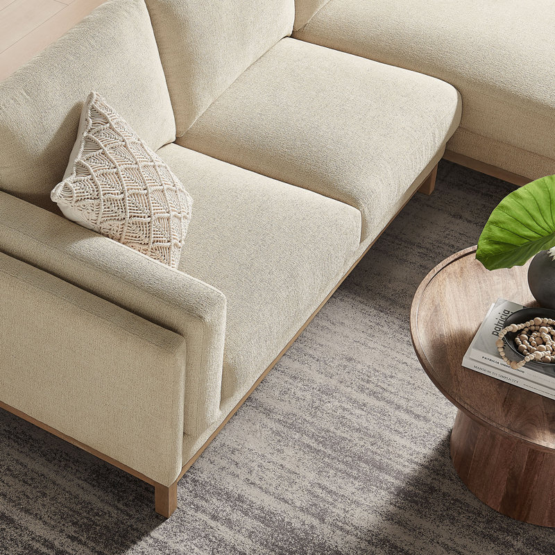 Roscoe Right-Facing Fabric Sectional Sofa With Chaise, Right Hand Facing, Ivory Fabric
