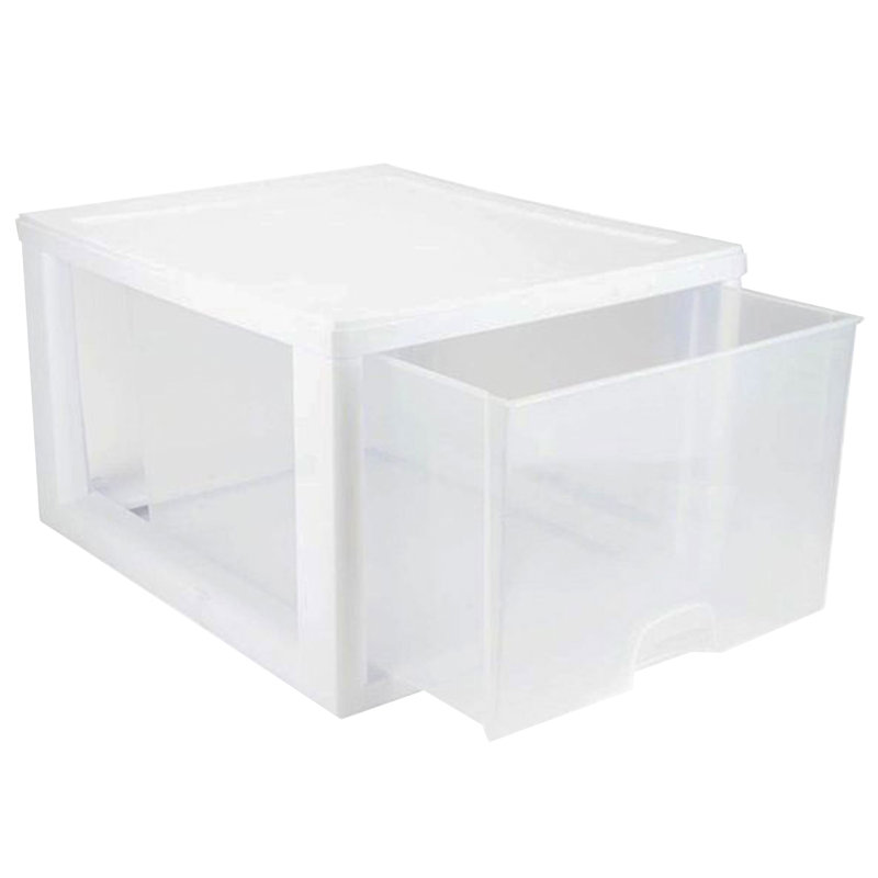 Sterilite Clear & White Plastic Storage Bin with One Drawer, 27 Quart