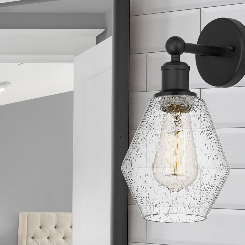 Amylea Armed Sconce, Matte Black, Seedy