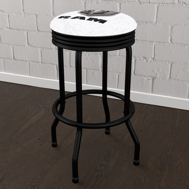 White Vinyl Swivel Bar Stool with Metal Frame