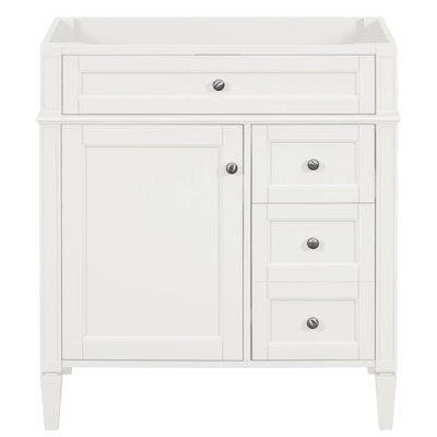 Meuble-lavabo moderne de 30 po, 3 tiroirs, organisateur de porte d'armoire, tablette réglable, tiroir coulissant, glissières de tiroir en métal lisse, poignée texturée, tableau blanc, rangement de rangement Diversity