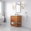 Tessa 30 po Meuble-lavabo de comptoir en bois de manguier et marbre blanc avec robinet en or satiné