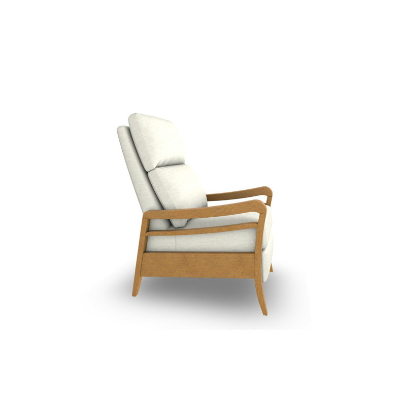 Modern High Leg Recliner, Honey Birch, Snow