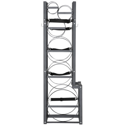 Solution de rangement pour réservoir - support cylindrique de 15,55 po x 12,99 po x 49,8 po, pouvant accueillir des réservoirs de 50 lb et 30 lb, acier au carbone avec une excellente durabilité, support d'oxygène à sangles en nylon à fixation rapide pour les tailles de tailles, fait de