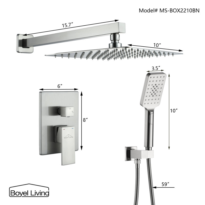 Système de douche mural 10 pouces, Nickel brossé