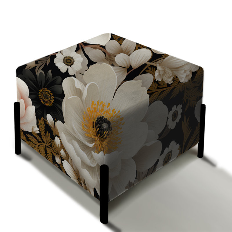 Paradis floral rétro blanc classique rétro - repose-pieds carré floral