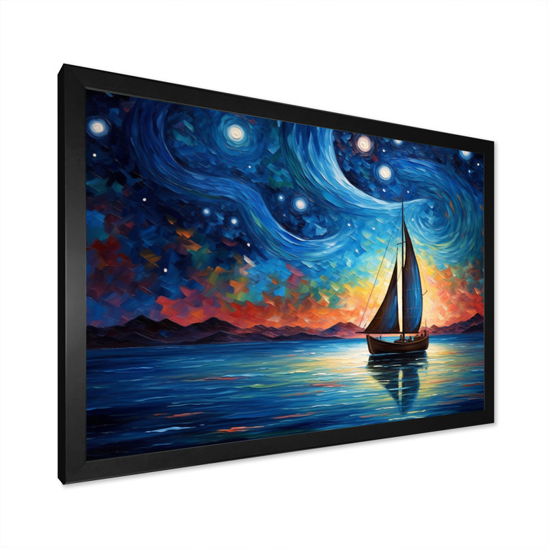 Voilier Sailors, sérénade sur toile, H 24 po x l 32 po x P 1 po, Cadre simple noir