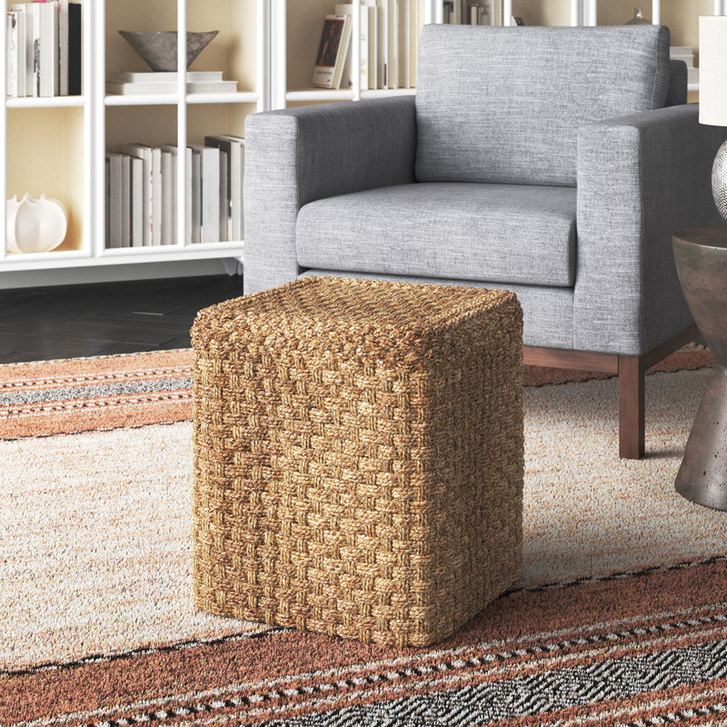 Wilder Upholstered Jute Ottoman