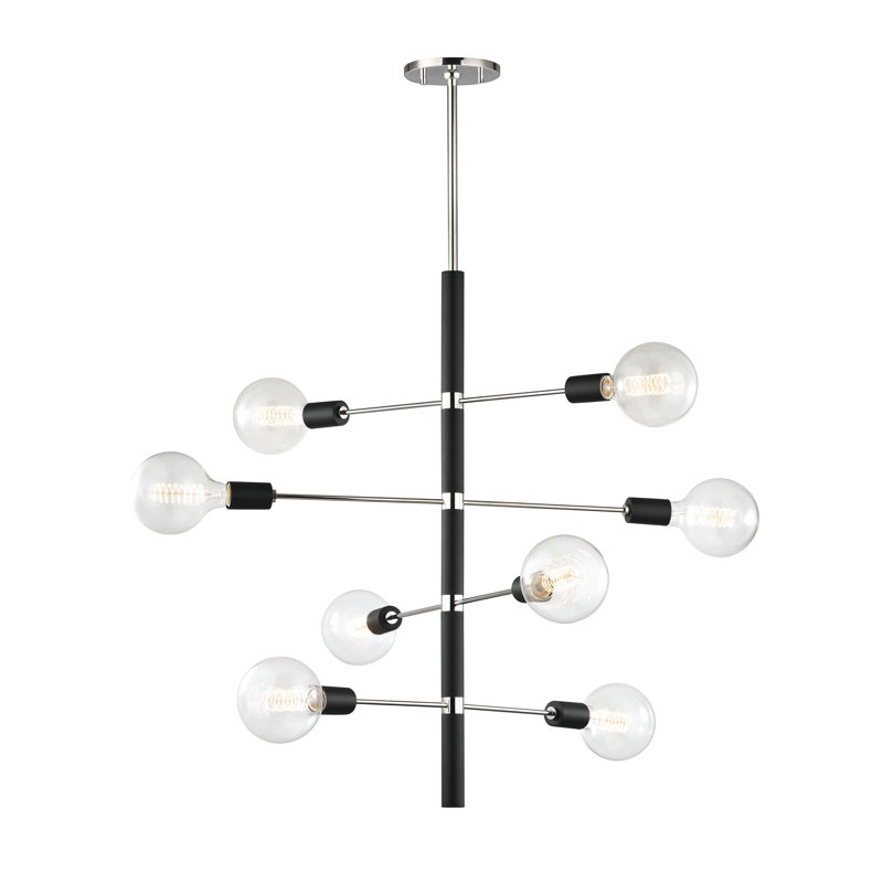Christopher 8 - Light Sputnik Modern Linear Chandelier, Polished Nickel