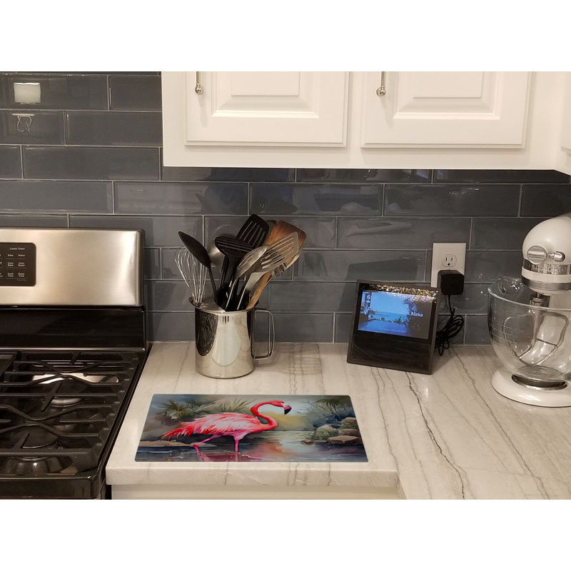 Flamingo Glass Cutting Board Large