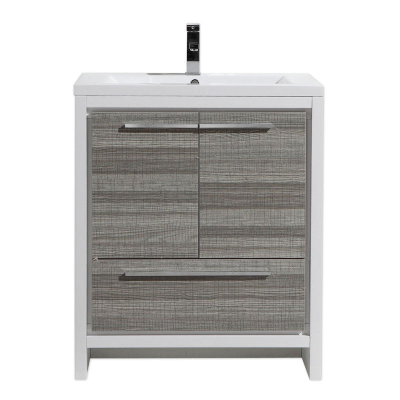 Ensemble de meuble-lavabo simple 29,5 po Ninel, Gris cendre très lustré