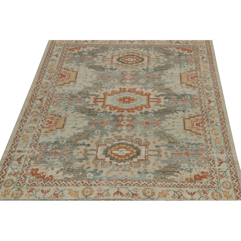Distressed Homage Hand Knotted Wool Floral Area Rug, Rectangle 10' x 14'