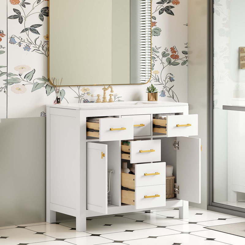 Ensemble de meuble-lavabo moderne avec plusieurs options de rangement et des matériaux de haute qualité, Blanc