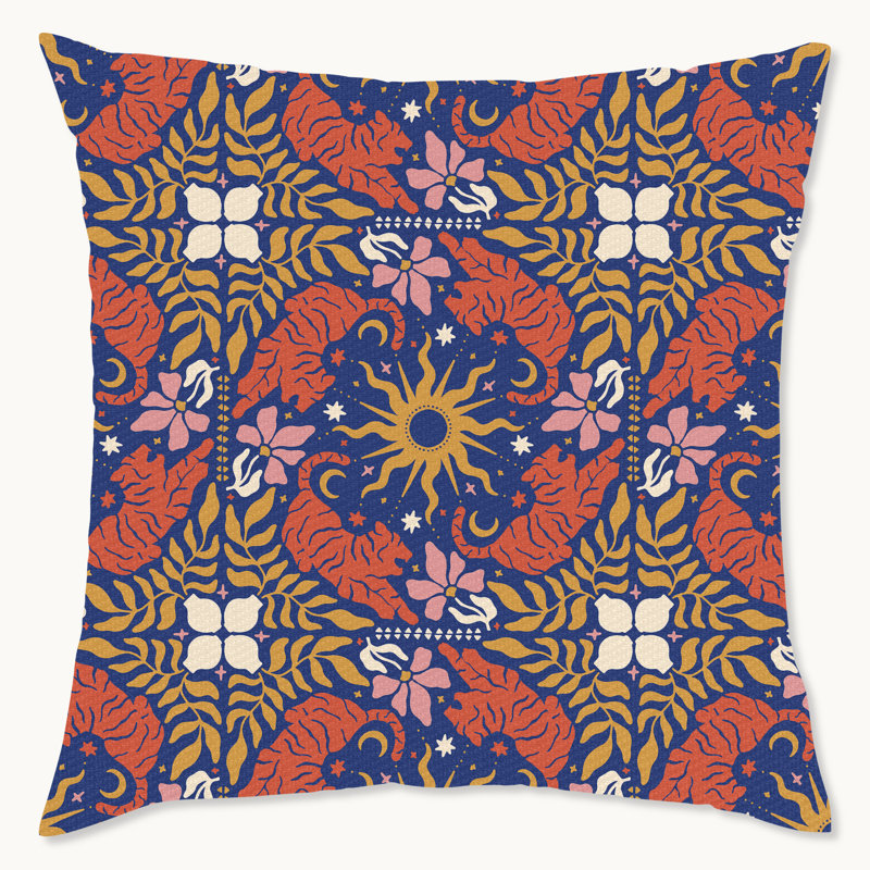 Housse de coussin floral en polyester