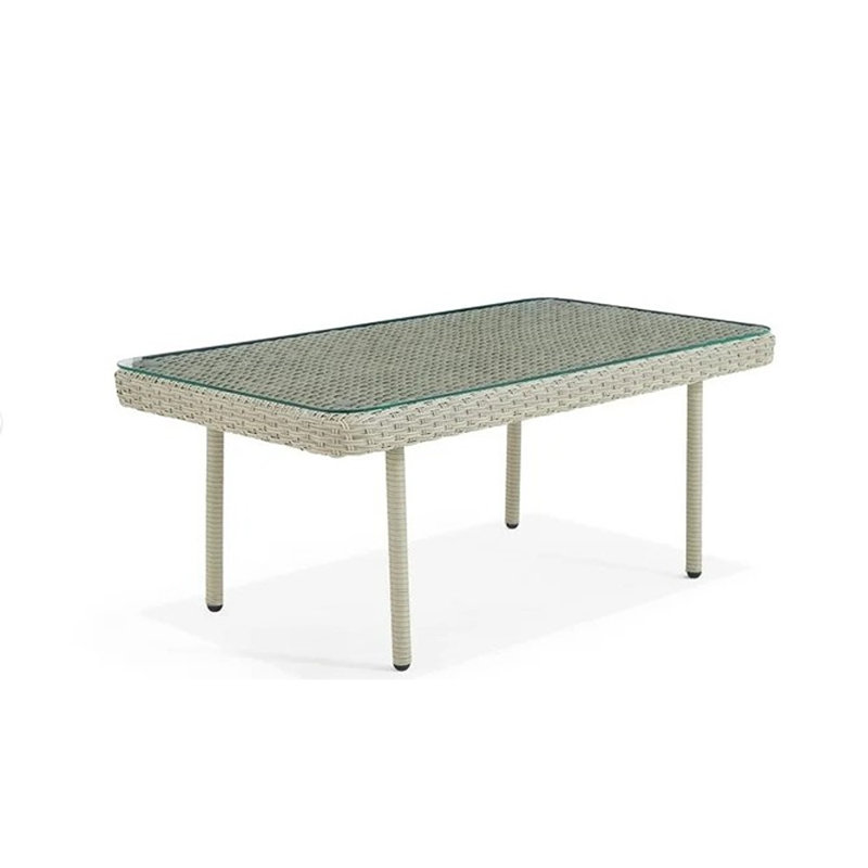 Windham Light Gray All-Weather Wicker Outdoor Coffee Table with Glass Top