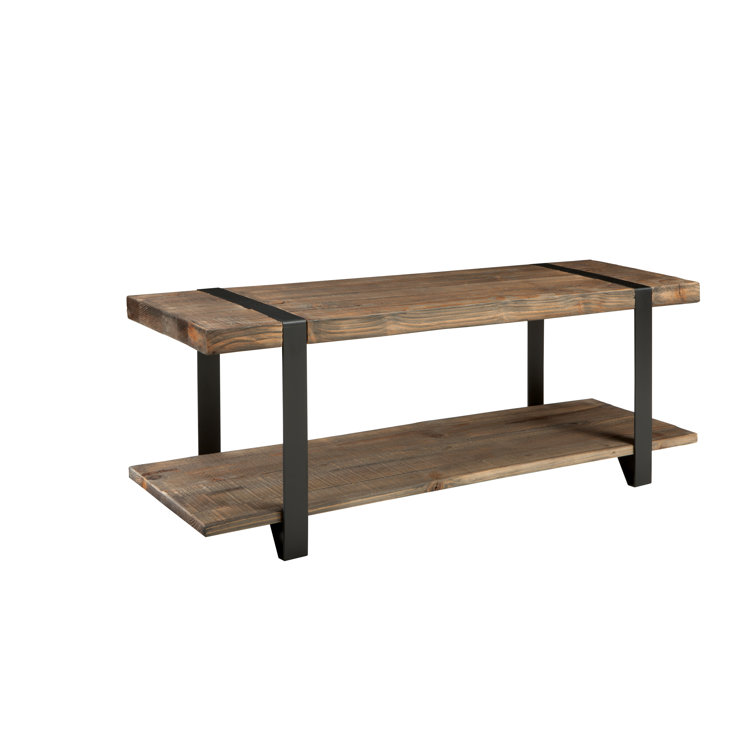 Alezzi 48" Wide Rustic Industrial Solid Wood and Metal Frame Entryway Bench With 1 Shelf