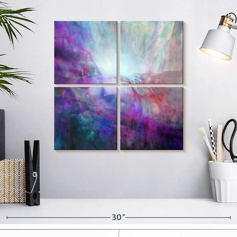 Drifting - Composition In Purple And Turquoise, H 18 po x l 18 po