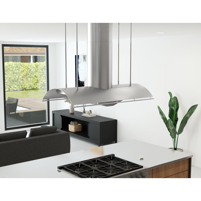 Zephyr Trapeze 60 in. Island Mount Range Hood with LED Lights in Stainless Steel, 48"