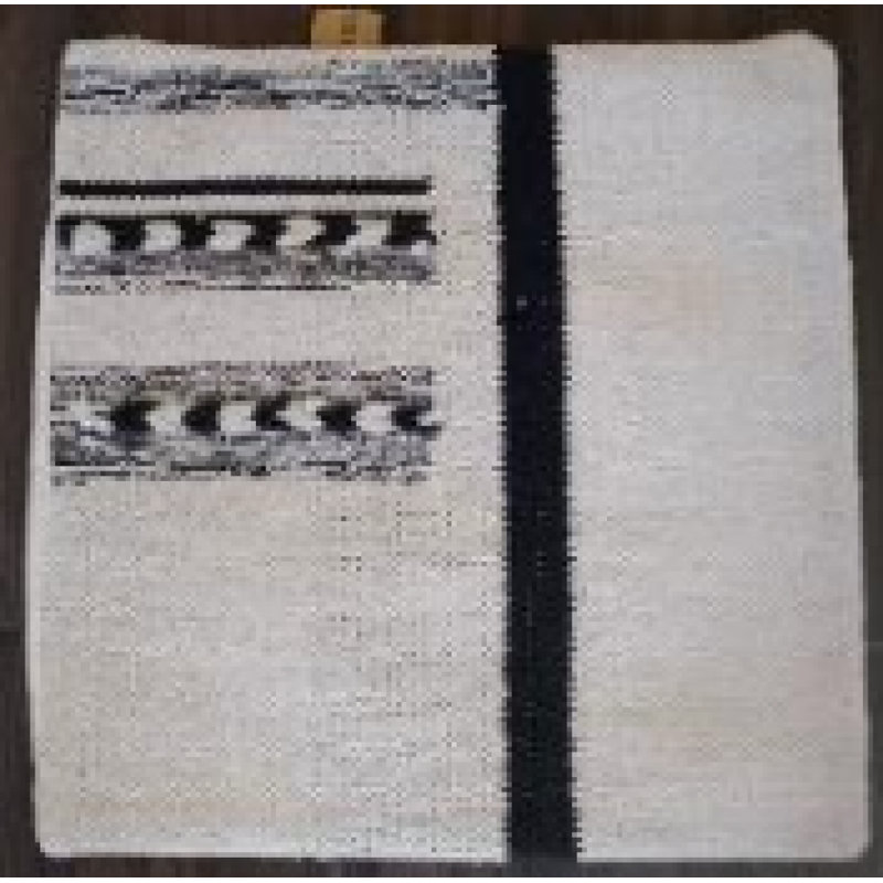 Braid Pattern Cushion Cover, 18" H x 18" W, Beige/Black Striped