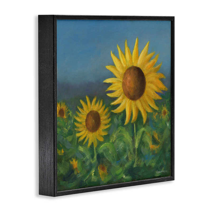 «Blooming Sunflower Meadow» par David Swanagin bg-062, Giclée encadrée noir minuit, H 17 po x l 17 po