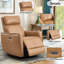 Ensemble de salon moderne inclinable électrique en similicuir 4 pièces avec fauteuil inclinable et berçant pivotant, ports USB, porte-gobelets et console