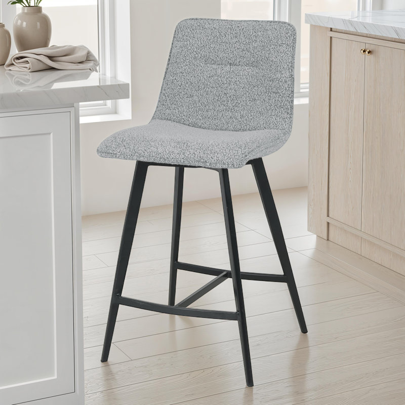 Tabouret de bar rembourré Axel (ensemble de 2) - Gris foncé, Gris