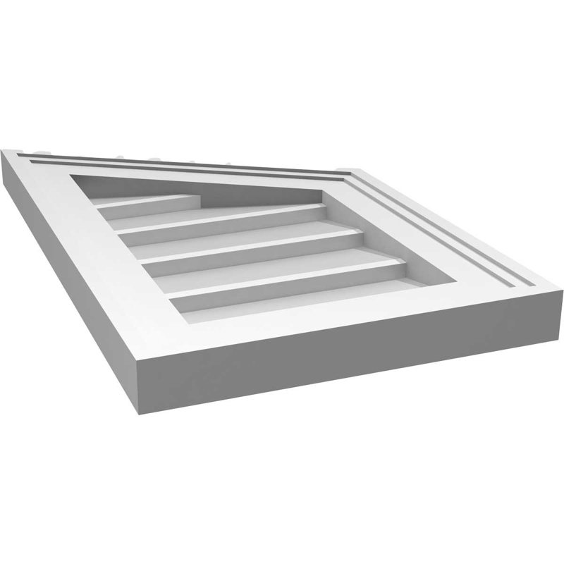 Half Peaked Right Surface Mount Signature Urethane Non-Functional Gable Vent 8/12 Pitch Primed Tan, 20" H x 12" W x 1.5" D
