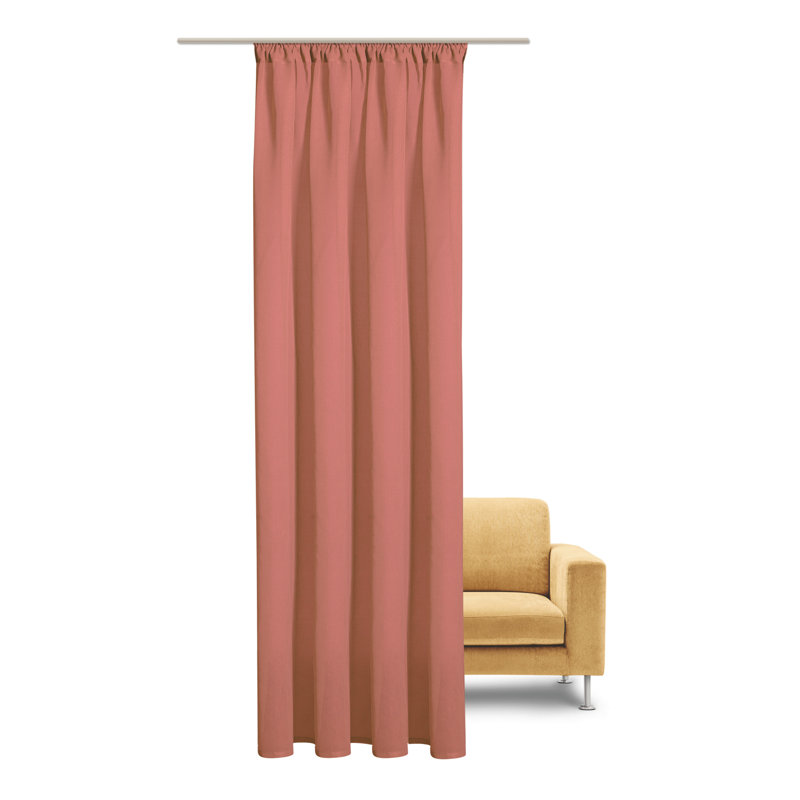 Sela Pencil Pleat Semi Sheer Curtain, Antique pink