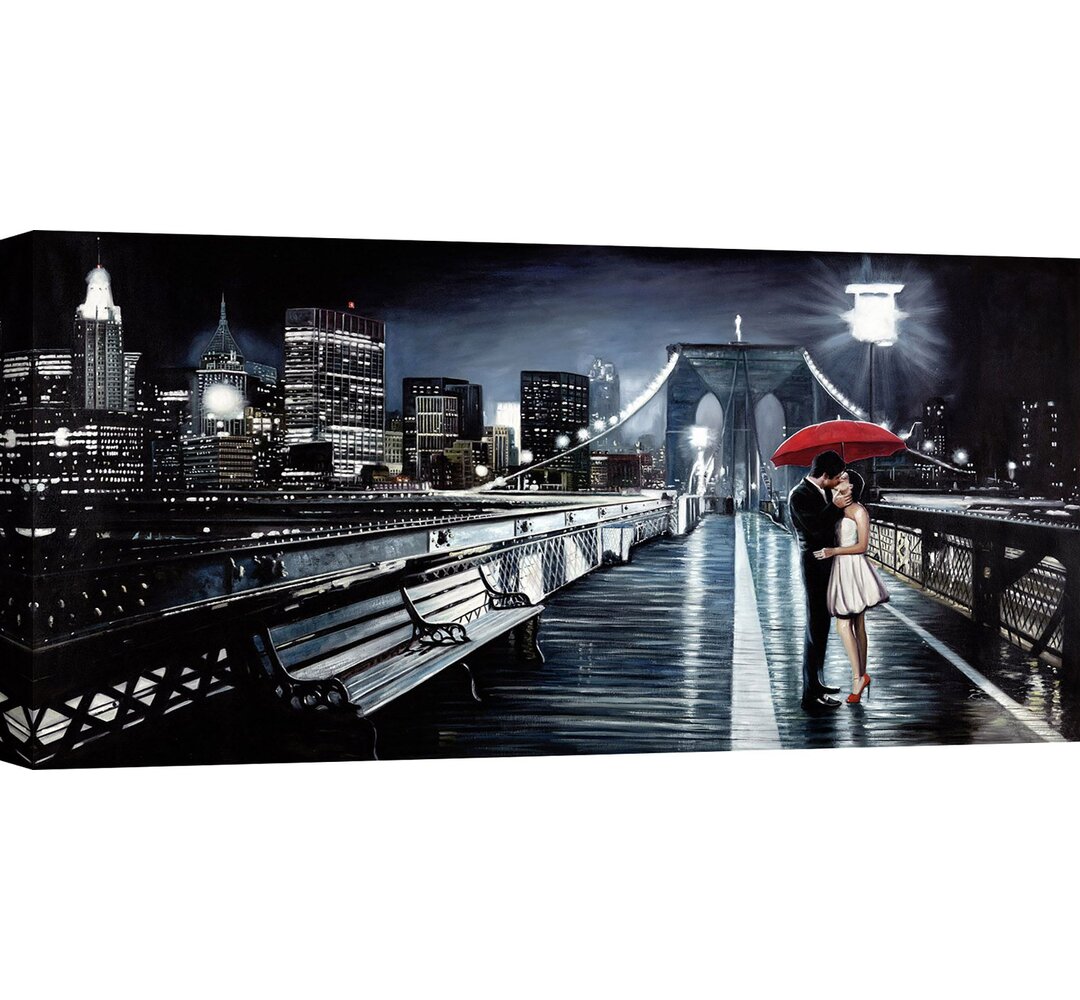 Leinwandbild Kissing on Brooklyn Bridge von Pierre Benson