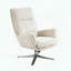 Fauteuil d'appoint pivotant avec repose-pieds, tissu chenille et base en métal argenté