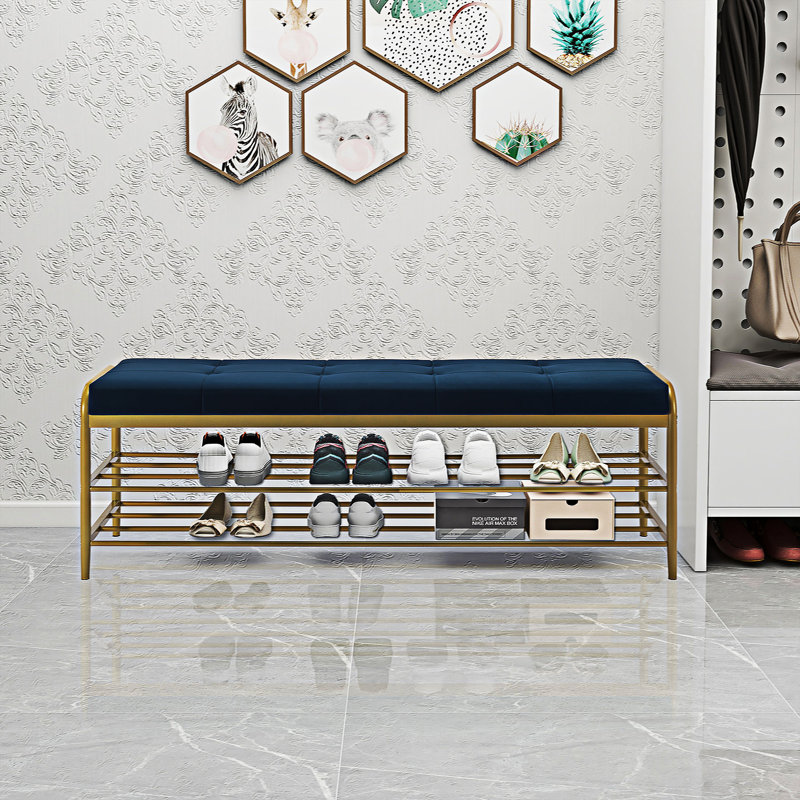 Banc de rangement en métal Ethin, Bleu