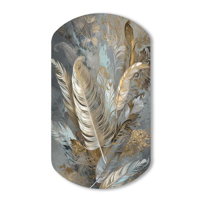 Niamh - Art mural asymétrique en forme de cylindre de plumes glam, H 43 po x l 23 po