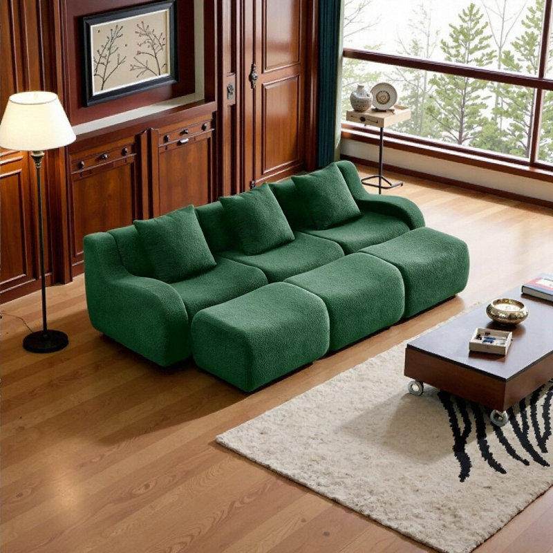 Canapé modulaire DreamCloud Comfort: canapé modulaire en tissu avec conception ergonomique et assemblage zéro, Vert