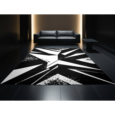 Tapis bleu moderne et contemporain lavable à la machine Balbo New Years