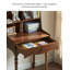 Vintage Solid Rubberwood Desk with Hutch, Small Farmhouse Writing & Makeup Vanity Table with Storage Drawer for Bedroom Study
