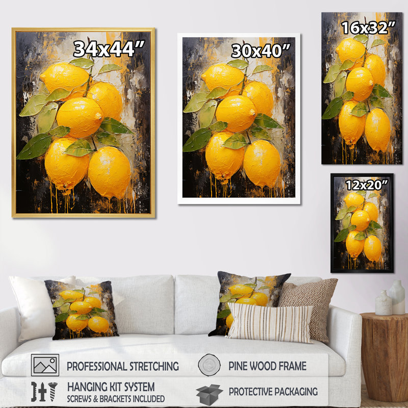Lemon Loops Abstract Shapes I - formes abstraites, art mural, H 20 po x l 12 po x P 1 po, Toile tendue