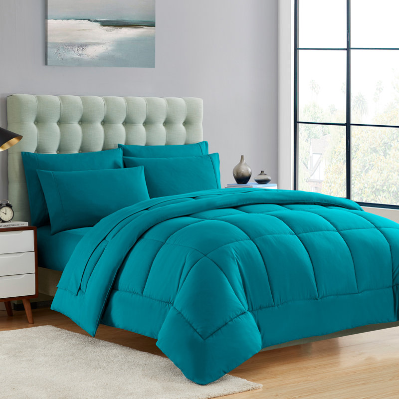 Ensemble d'édredon et de draps de couleur unie toutes saisons pour lit dans un sac 5 pièces / 7 pièces par Sweet Home Collection