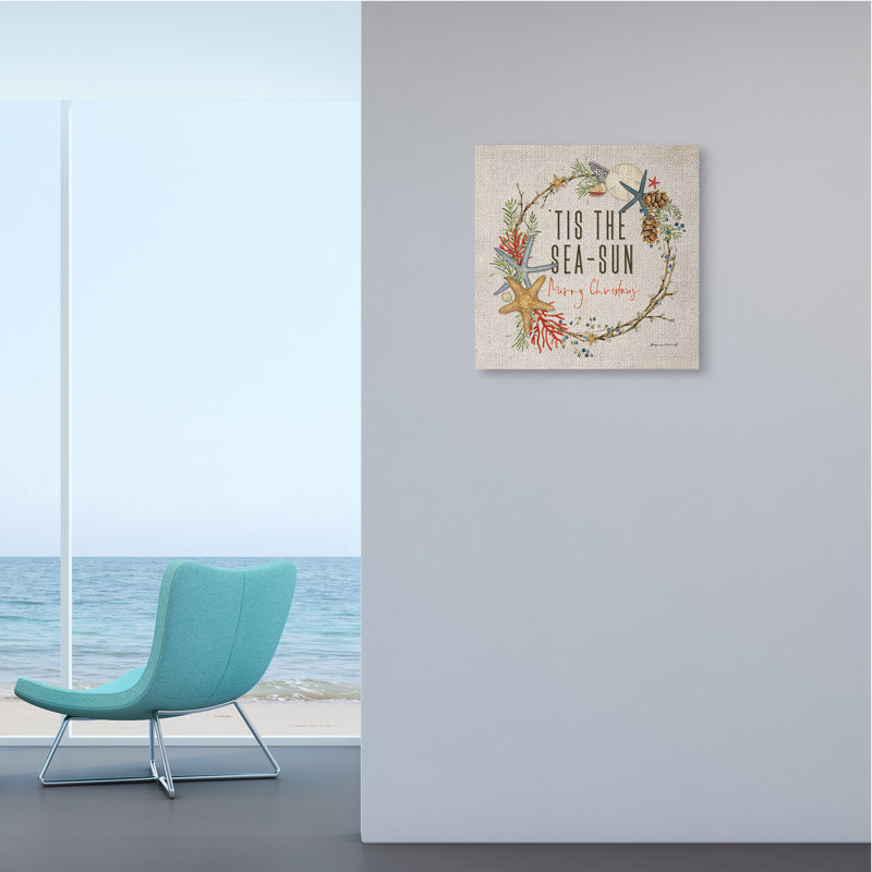 Couronne de Noël nautique Tis The Sea-Sun, H 17 po x l 17 po, Toile tendue