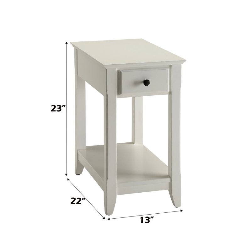 Rectangular Accent Table With Stop And Storage, White Tapered Legs Open